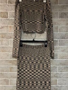 Free People Neutral Multitone Knit Skirt Set - Beige & Black